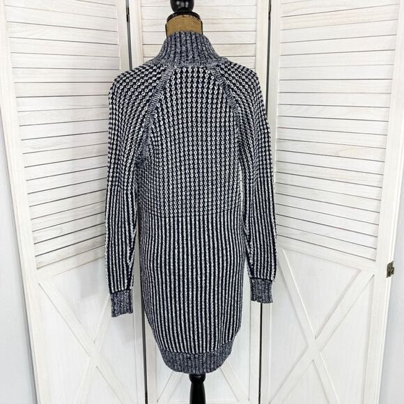 Gap Ribbed Toggle Front Long Cardigan Sweater Blue White XS Fisherman Nautical - Picture 7 of 16